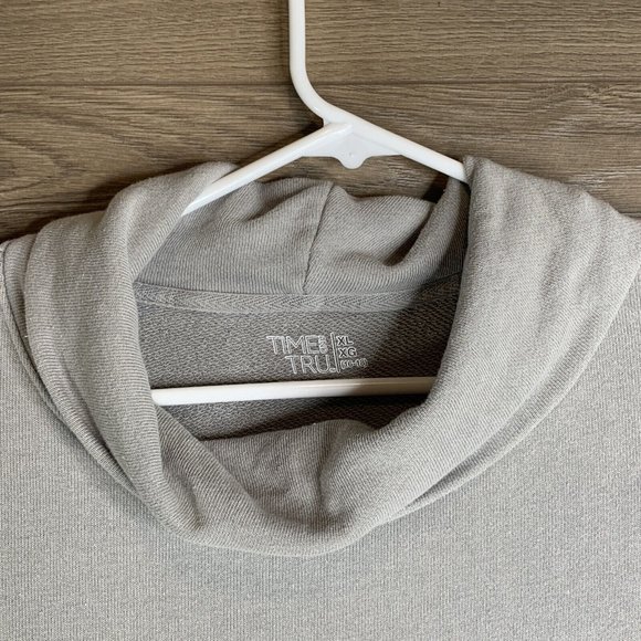 Time And Tru Cowl Neck Sweatshirt Women's XL LS Grey Heather Side Seam Pockets - Picture 5 of 10